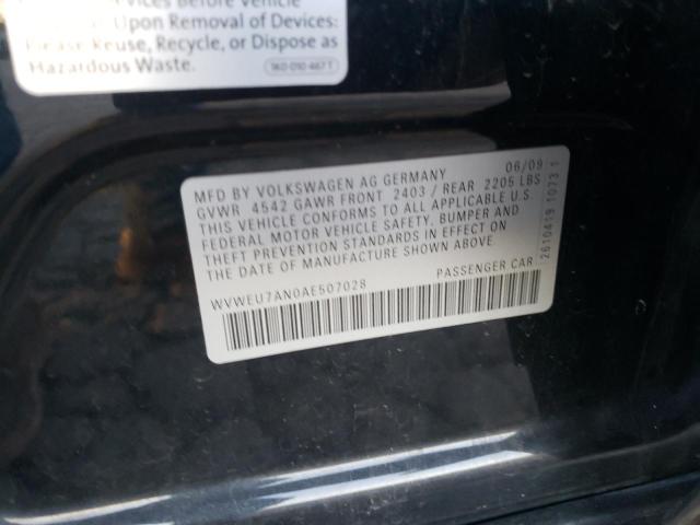 2010 VOLKSWAGEN CC VR6 WVWEU7AN0AE507028