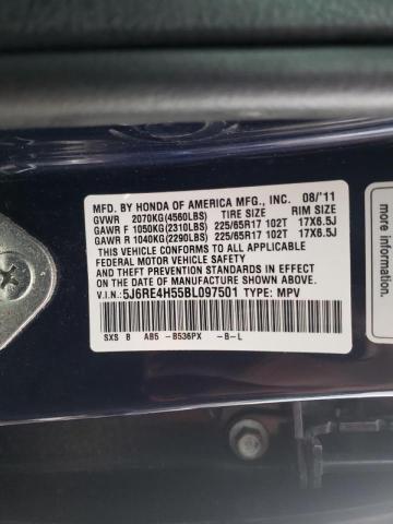 5J6RE4H55BL097501 Honda Cr-V Ex 2011. Фото: 9