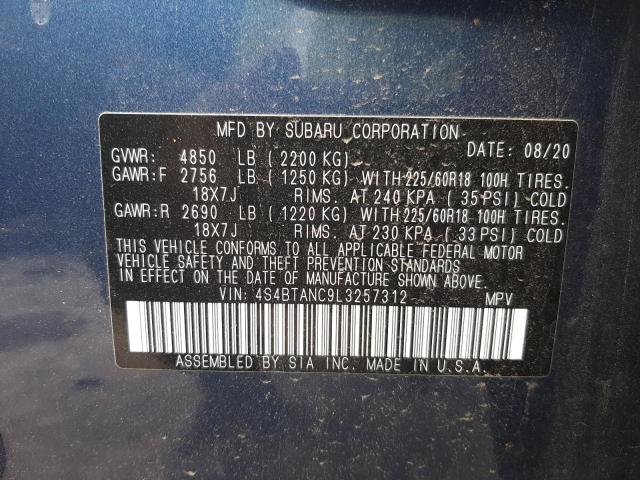2020 SUBARU OUTBACK LI 4S4BTANC9L3257312