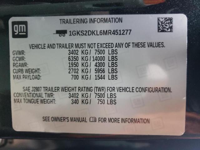 1GKS2DKL6MR451277 Gmc Yukon Dena 2021. Фото: 9