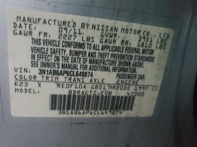 2012 NISSAN SENTRA 2.0 3N1AB6AP6CL649874