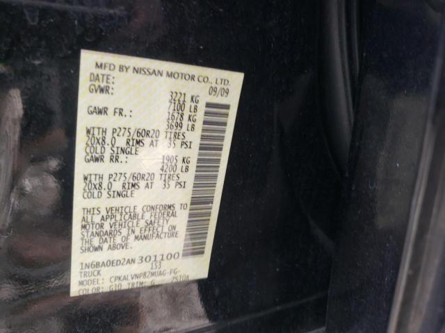 2010 NISSAN TITAN XE 1N6BA0ED2AN301100