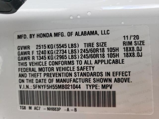 2021 HONDA PILOT EXL - 5FNYF5H55MB021044