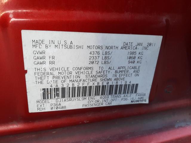 2011 MITSUBISHI GALANT FE 4A32B2FFXBE018194