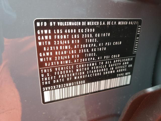 2022 VOLKSWAGEN TAOS SEL 3VV2X7B22NM015908