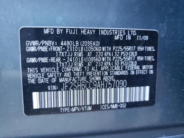 2010 SUBARU FORESTER JF2SH6CC9AH757090
