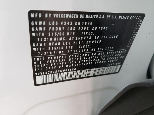 2022 VOLKSWAGEN TAOS SE IQ 3VVLX7B28NM004898