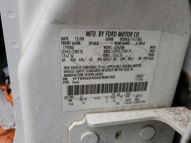 1FTSW2A55AEB20152 Ford F250 Super 2010. Фото: 9