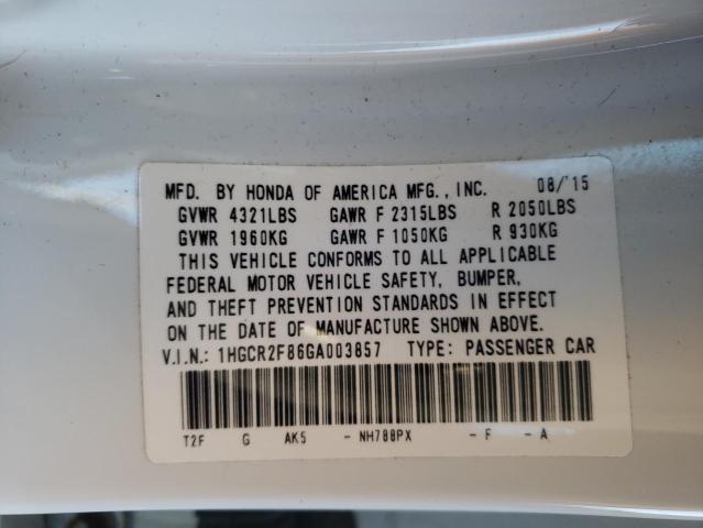 1HGCR2F86GA003857 Honda Accord Exl 2016. Фото: 9
