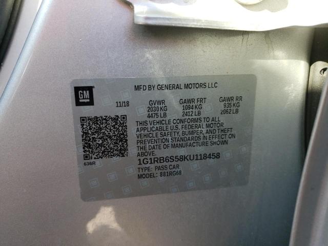2019 CHEVROLET VOLT PREMI 1G1RB6S58KU118458