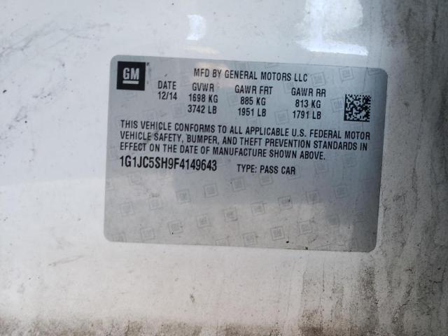 1G1JC5SH9F4149643 Chevrolet Sonic Lt 2015. Фото: 9