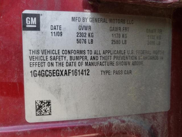 2010 BUICK LACROSSE C 1G4GC5EGXAF161412