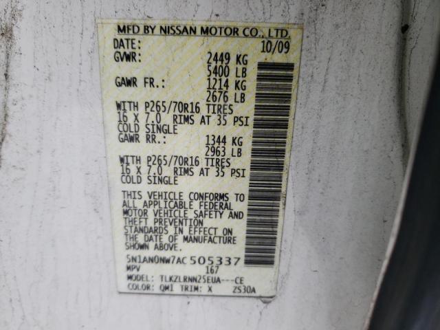2010 NISSAN XTERRA OFF 5N1AN0NW7AC505337