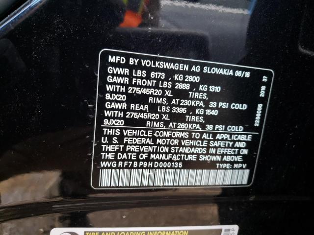 2017 VOLKSWAGEN TOUAREG WO WVGRF7BP9HD000135
