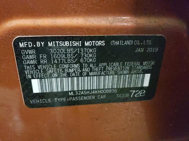 2019 MITSUBISHI MIRAGE LE ML32A5HJ4KH008836