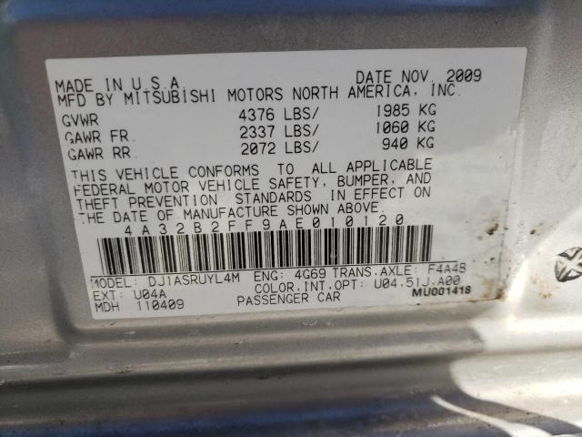 2010 MITSUBISHI GALANT FE 4A32B2FF9AE010120