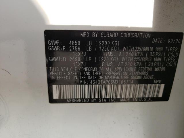 2021 SUBARU OUTBACK TO 4S4BTAPC6M3105714