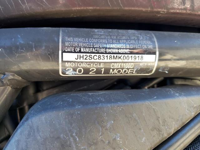 2021 HONDA CMX1100 D JH2SC8318MK001918