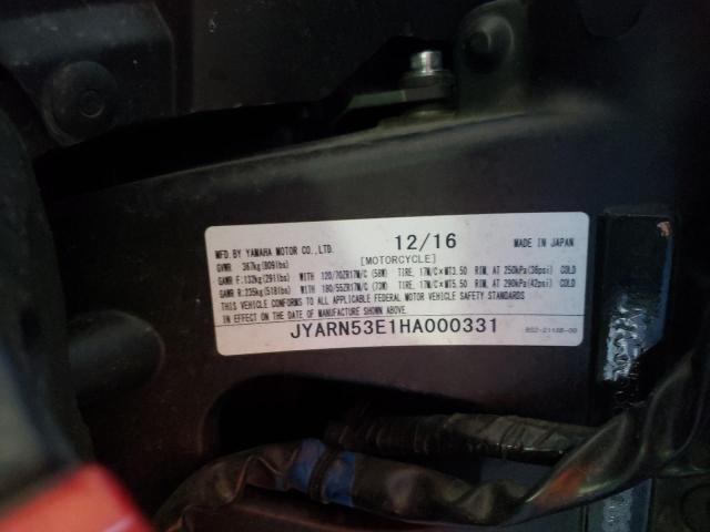 2017 YAMAHA FZ09 JYARN53E1HA000331