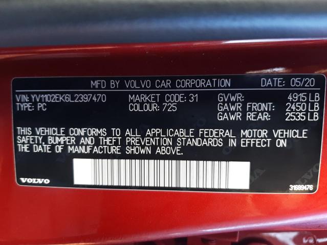 2020 VOLVO V60 T5 MOM YV1102EK6L2397470