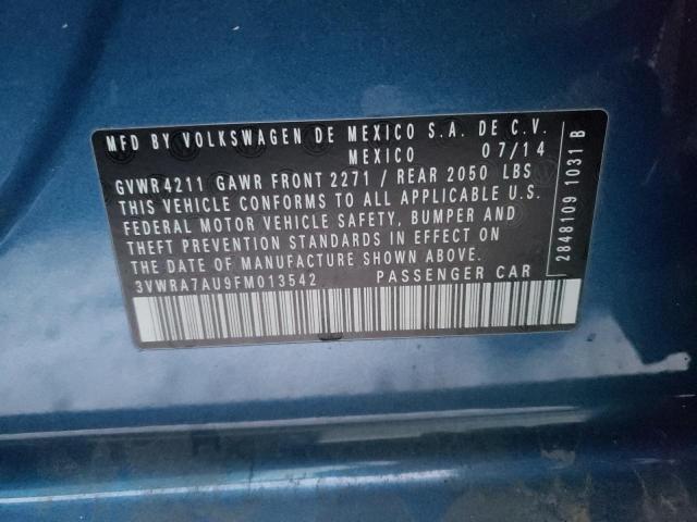 2015 VOLKSWAGEN GOLF TDI 3VWRA7AU9FM013542
