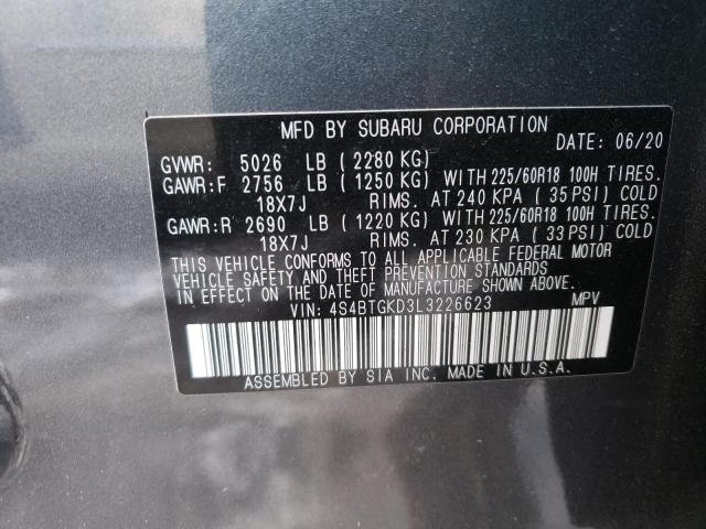 2020 SUBARU OUTBACK ON 4S4BTGKD3L3226623