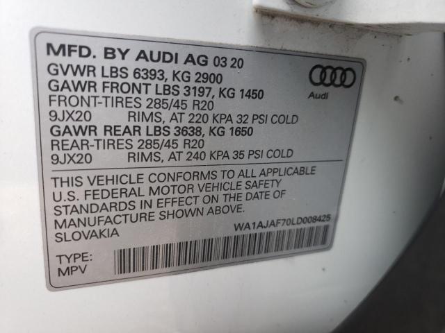 VIN WA1AJAF70LD008425 2020 Audi Q7, Premium no.10