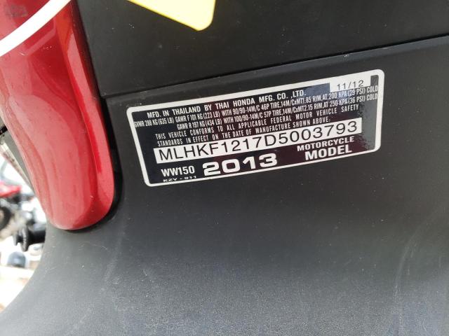 2013 HONDA PCX 150 MLHKF1217D5003793