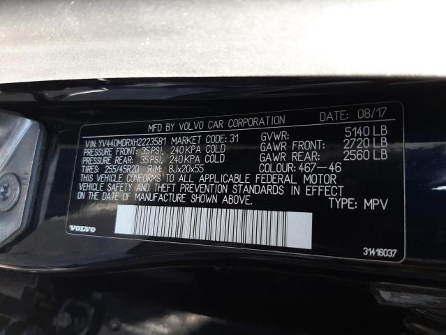 2017 VOLVO XC60 T5 DY YV440MDRXH2223581
