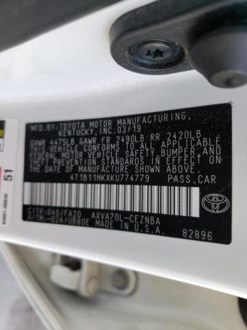 2019 TOYOTA CAMRY 4C 4T1B11HKXKU774779