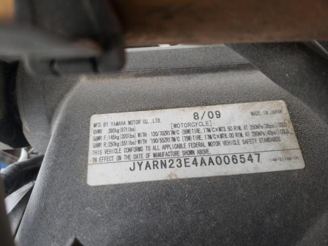 2010 YAMAHA YZFR1 JYARN23E4AA006547