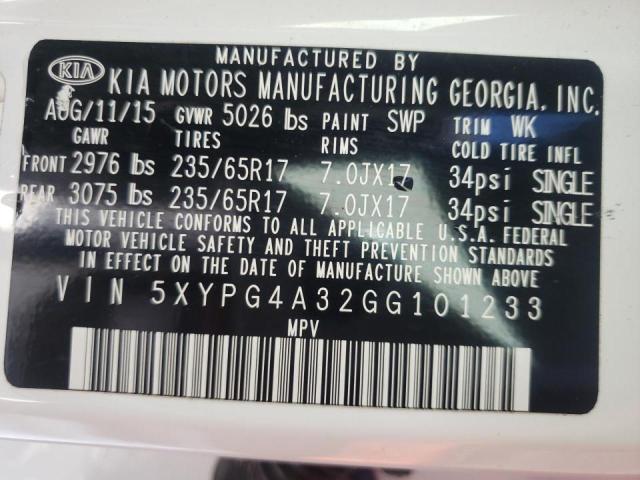 5XYPG4A32GG101233 Kia Sorento Lx 2016. Фото: 9