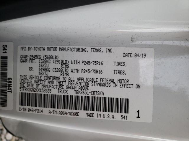 5TFRX5GN2KX152535 Toyota Tacoma Acc 2019. Фото: 9