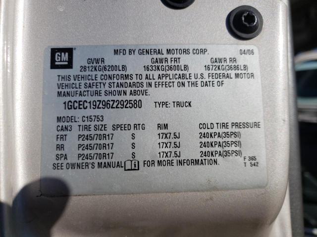 1GCEC19Z96Z292580 Chevrolet Silverado 2006. Фото: 9