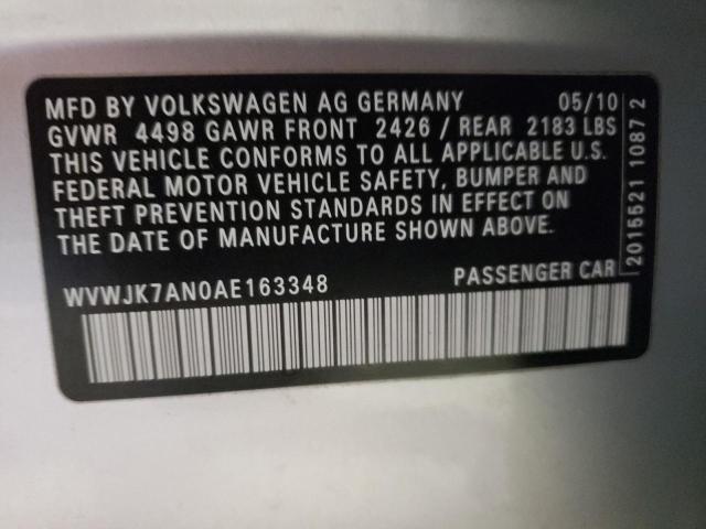2010 VOLKSWAGEN PASSAT KOM WVWJK7AN0AE163348