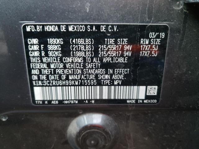 2019 HONDA HR-V TOURI 3CZRU6H99KM715595