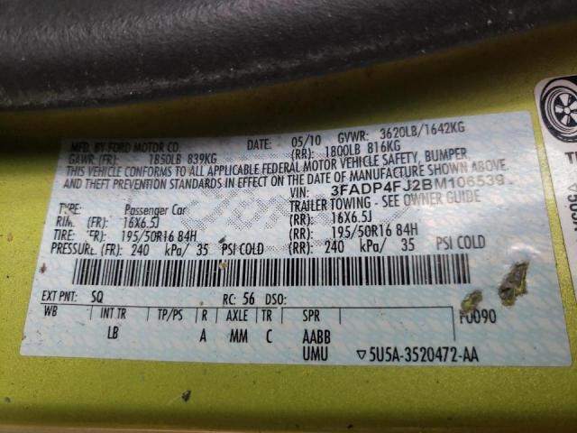 2011 FORD FIESTA SES 3FADP4FJ2BM106539