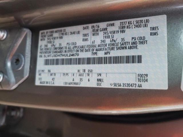 2017 LINCOLN MKC RESERV 5LMTJ3DH7HUL24670