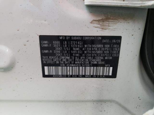 2020 SUBARU ASCENT PRE 4S4WMAHD3L3470971