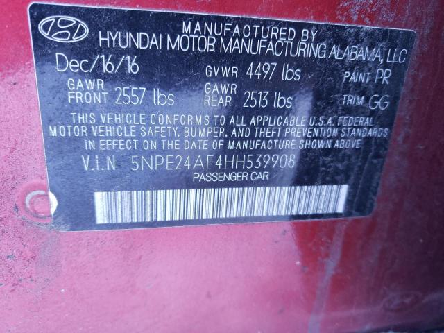5NPE24AF4HH539908 Hyundai Sonata Se 2017. Фото: 9