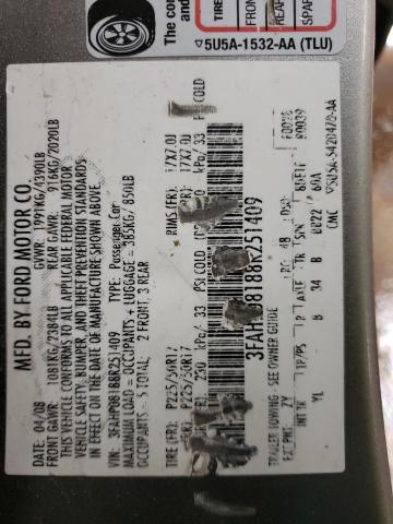 3FAHP08188R251409 Ford Fusion Sel 2008. Фото: 9