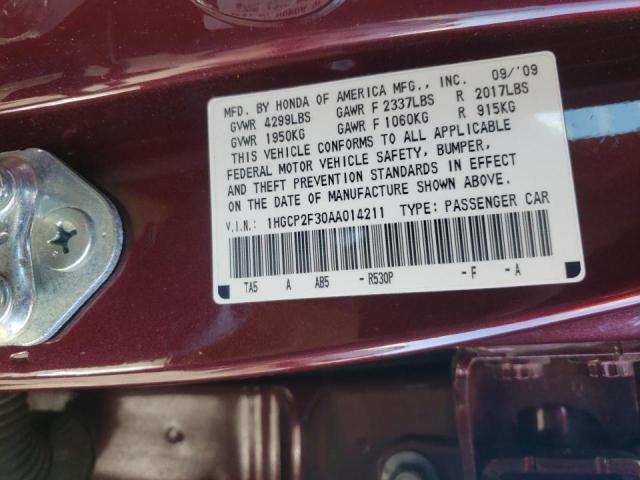 2010 HONDA ACCORD LX - 1HGCP2F30AA014211
