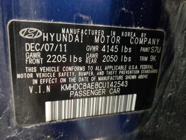 2012 HYUNDAI ELANTRA TO KMHDC8AE8CU142543