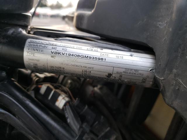 2016 KTM 1190 ADVEN VBKV19408GM935981