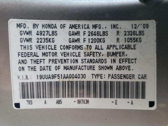 2010 ACURA TL 19UUA9F51AA004030