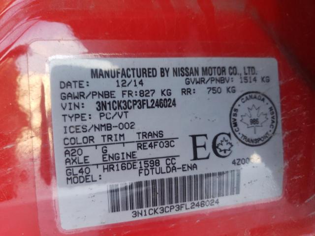 2015 NISSAN MICRA 3N1CK3CP3FL246024
