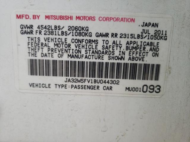 2011 MITSUBISHI LANCER EVO JA32W5FV1BU044302
