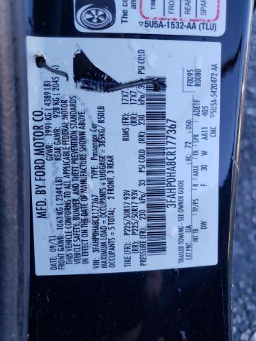 3FAHP0HA8CR177367 Ford Fusion Se 2012. Фото: 9
