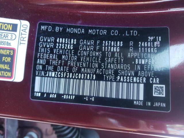 2018 HONDA CLARITY TO JHMZC5F30JC007879