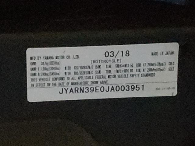 2018 YAMAHA YZFR1 JYARN39E0JA003951
